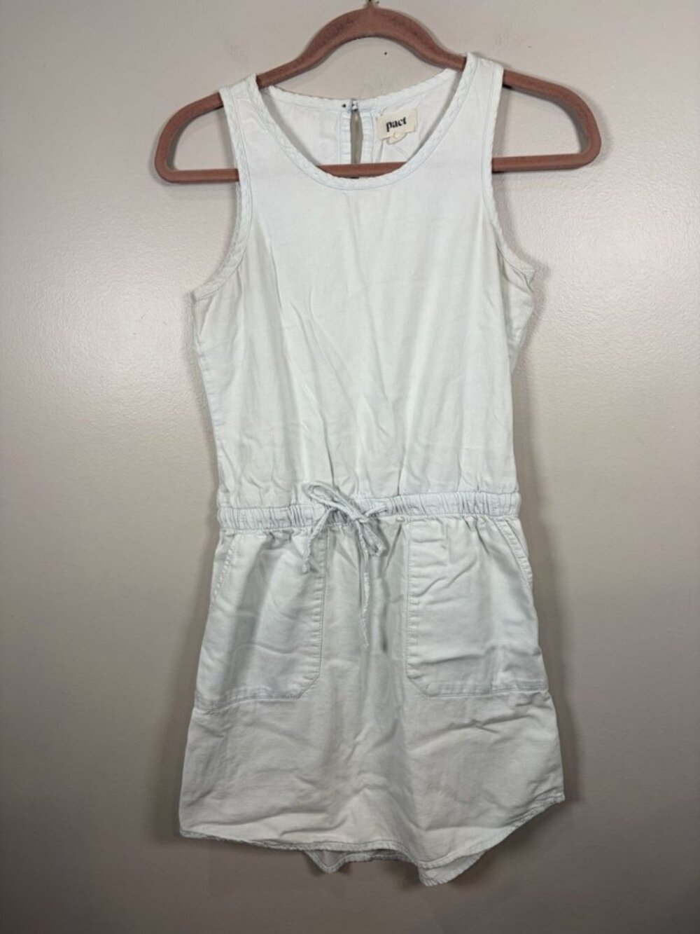Pact Tank Dress Size XS Organic Cotton Shift Light Blue Summer